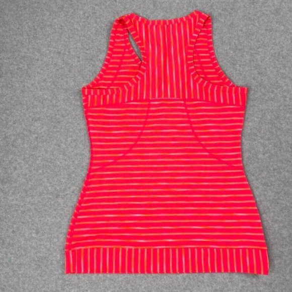 Athleta Womens Tank Top Size XS Lightweight Racerback Orange Striped Space Dye - Picture 3 of 9